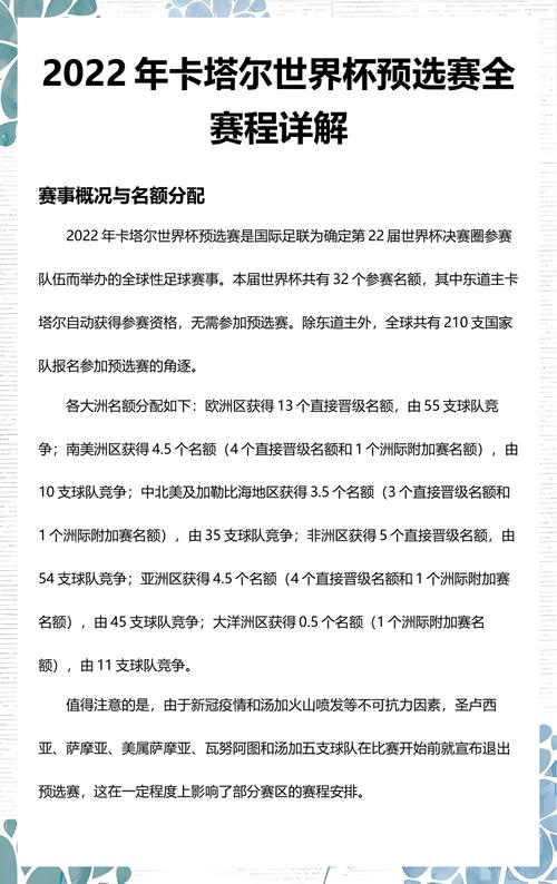 卡塔尔世界杯预选赛赛程表最新版？