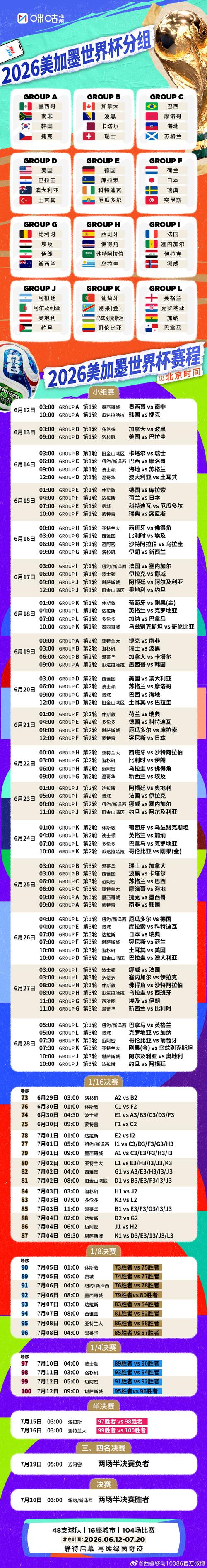 世界杯八分之一决赛赛程表公布了吗?